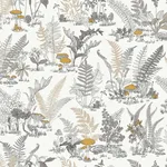 York Wallcoverings Mushroom Garden Toile wallpaper, color Neutral & Gold, SKU RT7892