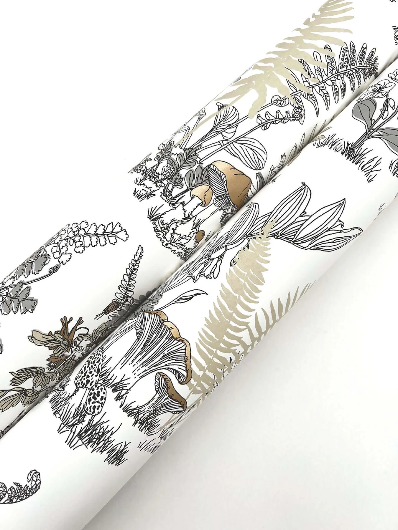 York Wallcoverings Mushroom Garden Toile wallpaper, color Neutral & Gold, SKU RT7892