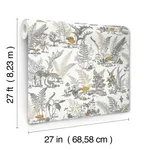 York Wallcoverings Mushroom Garden Toile wallpaper, color Neutral & Gold, SKU RT7892