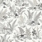York Wallcoverings Mushroom Garden Toile wallpaper, color Black & Grey, SKU RT7893