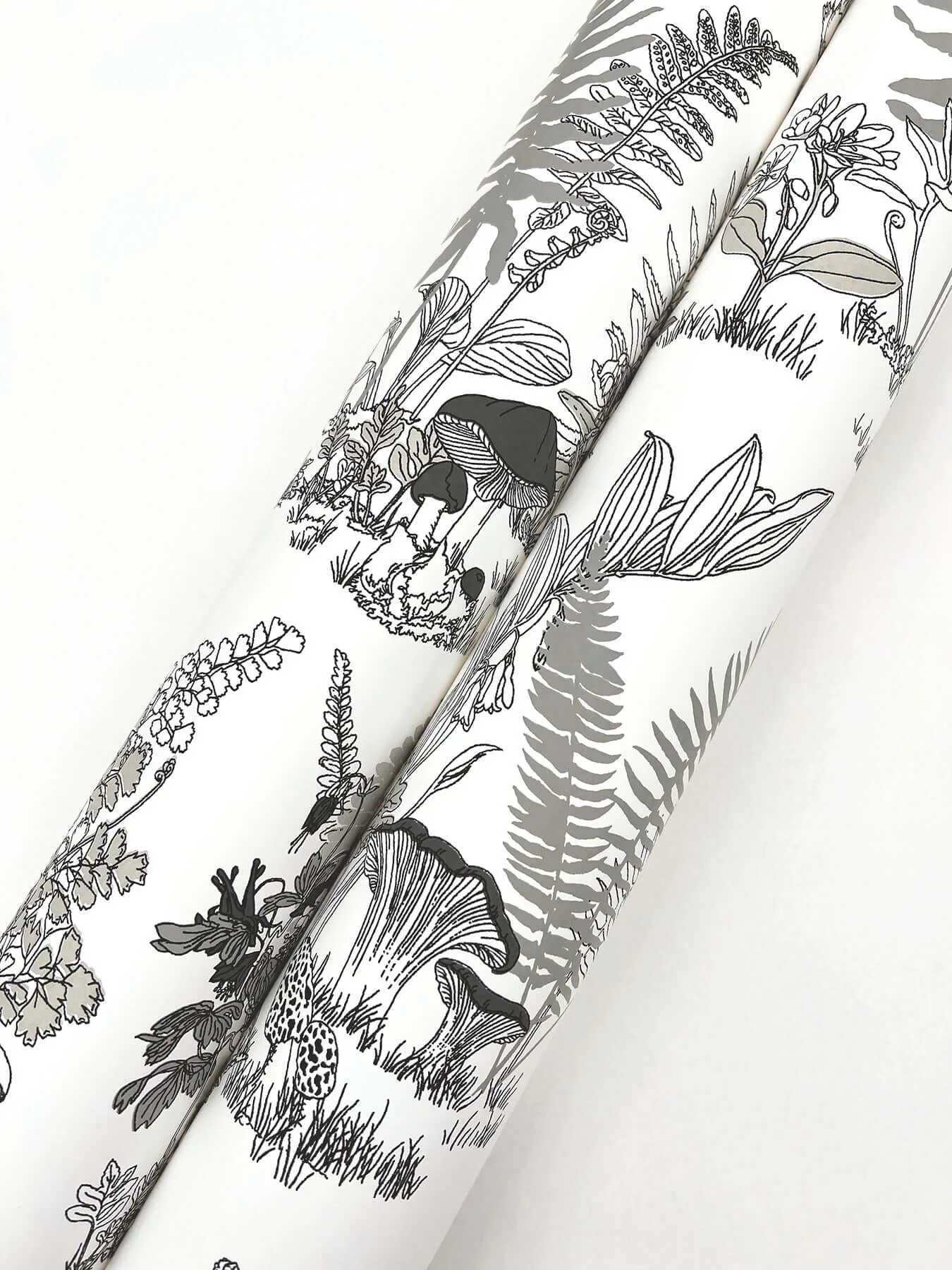 York Wallcoverings Mushroom Garden Toile wallpaper, color Black & Grey, SKU RT7893