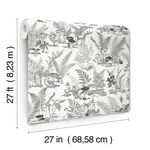York Wallcoverings Mushroom Garden Toile wallpaper, color Black & Grey, SKU RT7893