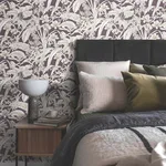 York Wallcoverings Orchid Conservatory Toile wallpaper, color Mulberry, SKU RT7881