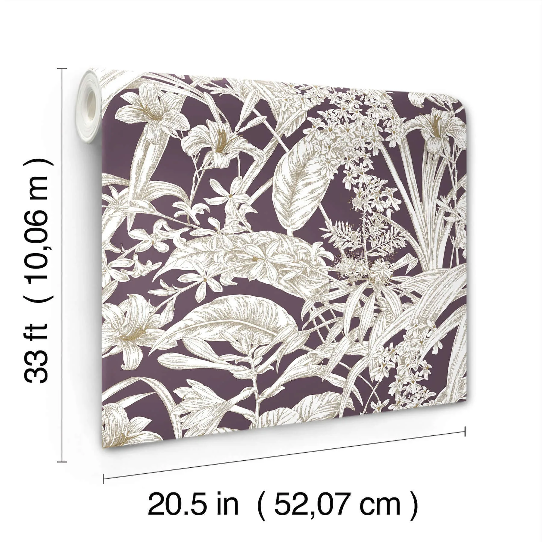 York Wallcoverings Orchid Conservatory Toile wallpaper, color Mulberry, SKU RT7881