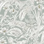 York Wallcoverings Orchid Conservatory Toile wallpaper, color Seamist & Taupe, SKU RT7882