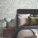York Wallcoverings Orchid Conservatory Toile wallpaper, color Seamist & Taupe, SKU RT7882