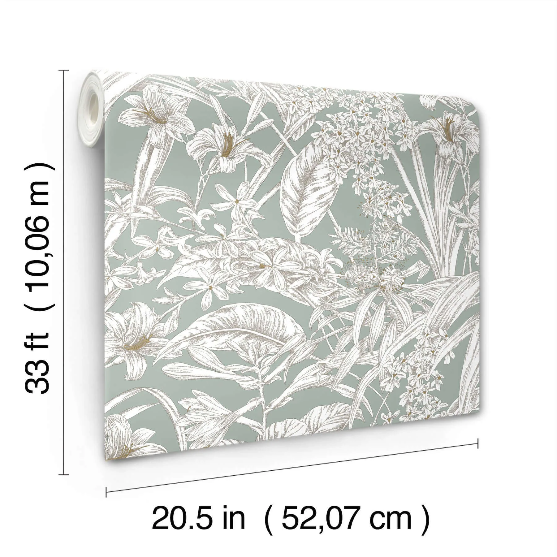 York Wallcoverings Orchid Conservatory Toile wallpaper, color Seamist & Taupe, SKU RT7882