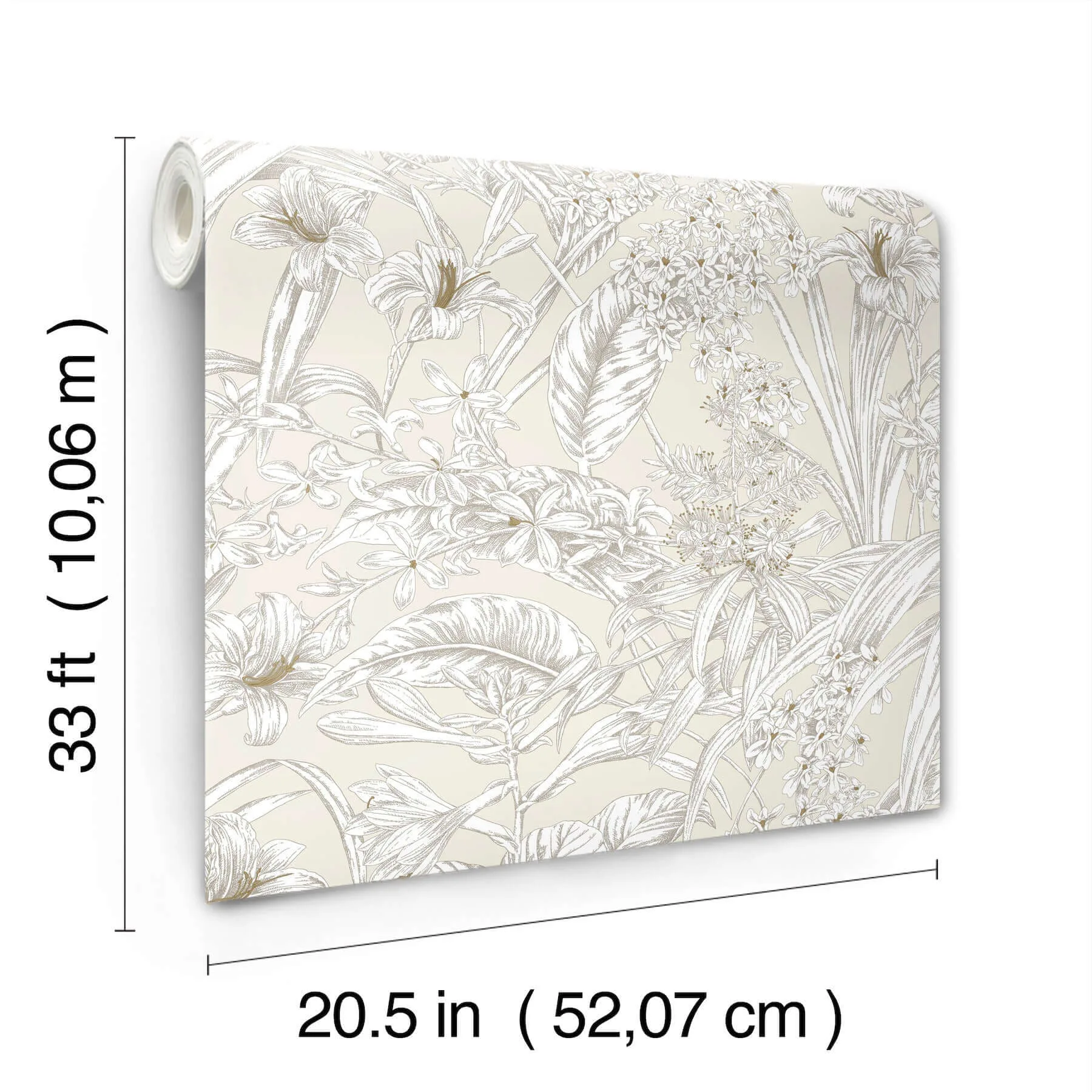York Wallcoverings Orchid Conservatory Toile wallpaper, color Beige & Taupe, SKU RT7883