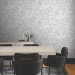 York Wallcoverings Orchid Conservatory Toile wallpaper, color Blue & Taupe, SKU RT7884
