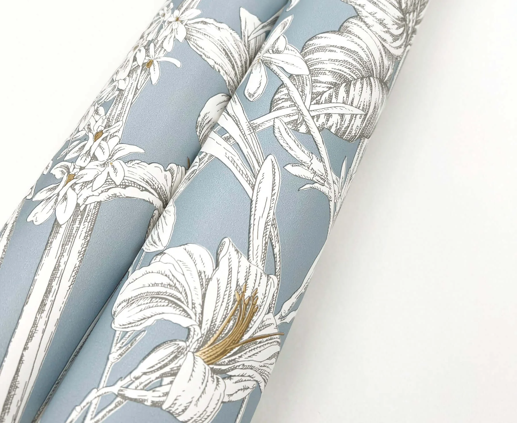 York Wallcoverings Orchid Conservatory Toile wallpaper, color Blue & Taupe, SKU RT7884
