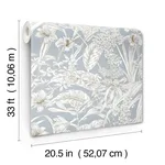 York Wallcoverings Orchid Conservatory Toile wallpaper, color Blue & Taupe, SKU RT7884