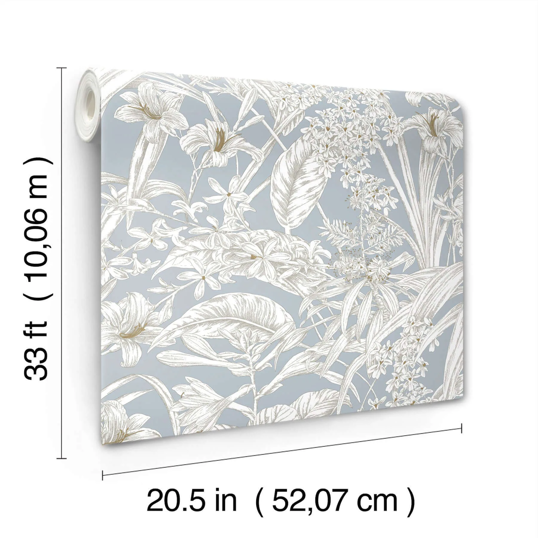 York Wallcoverings Orchid Conservatory Toile wallpaper, color Blue & Taupe, SKU RT7884