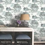 York Wallcoverings Pagoda And Sampan Scenic wallpaper, color Seamist, SKU RT7904