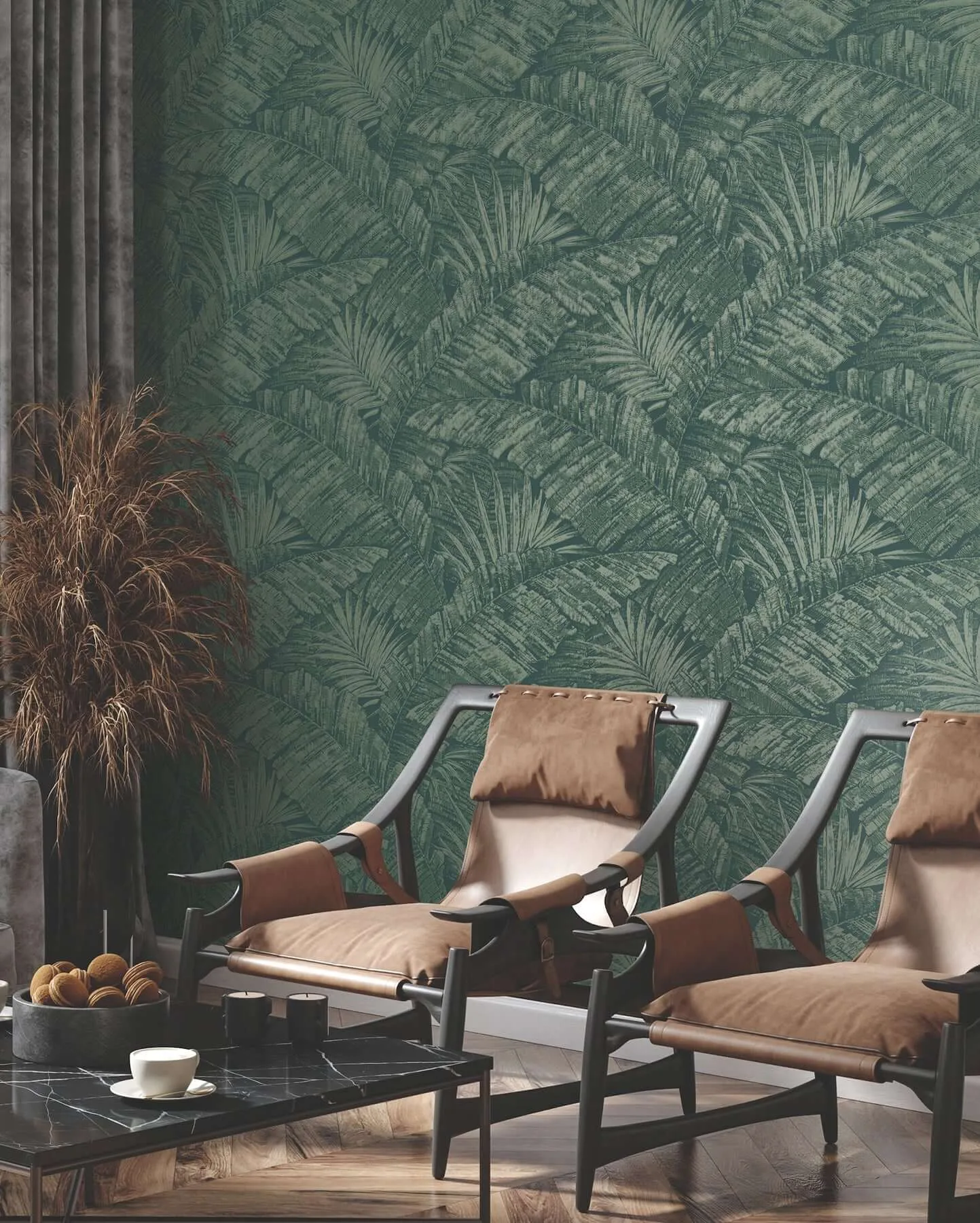 York Wallcoverings Palm Cove Toile wallpaper, color Emerald Forest, SKU RT7924