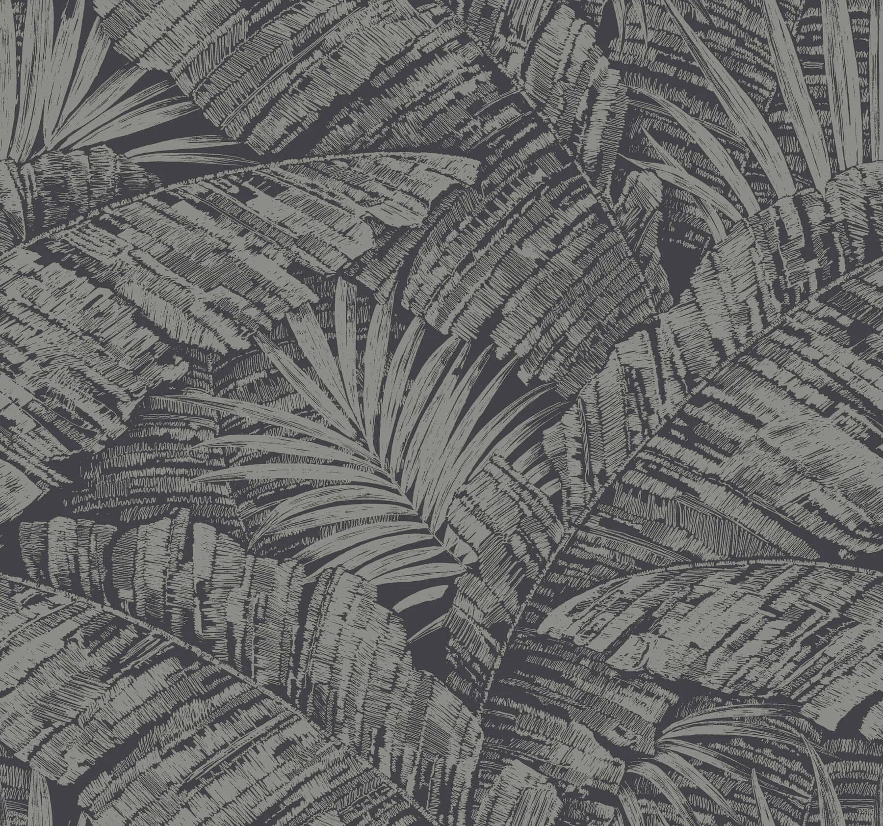 York Wallcoverings Palm Cove Toile wallpaper, color Silver & Black, SKU RT7923