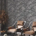 York Wallcoverings Palm Cove Toile - Silver & Black Wallpaper | Buy Online York Wallcoverings Palm Cove Toile wallpaper, color Silver & Black, SKU RT7923