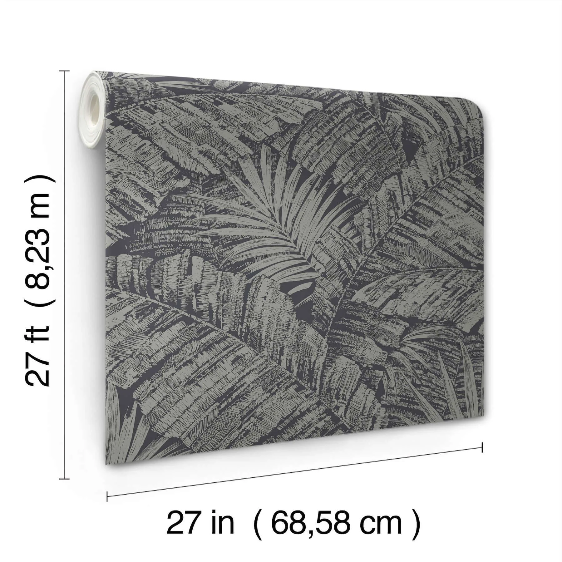 York Wallcoverings Palm Cove Toile - Silver & Black Wallpaper | Buy Online York Wallcoverings Palm Cove Toile wallpaper, color Silver & Black, SKU RT7923