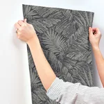 York Wallcoverings Palm Cove Toile - Silver & Black Wallpaper | Buy Online York Wallcoverings Palm Cove Toile wallpaper, color Silver & Black, SKU RT7923