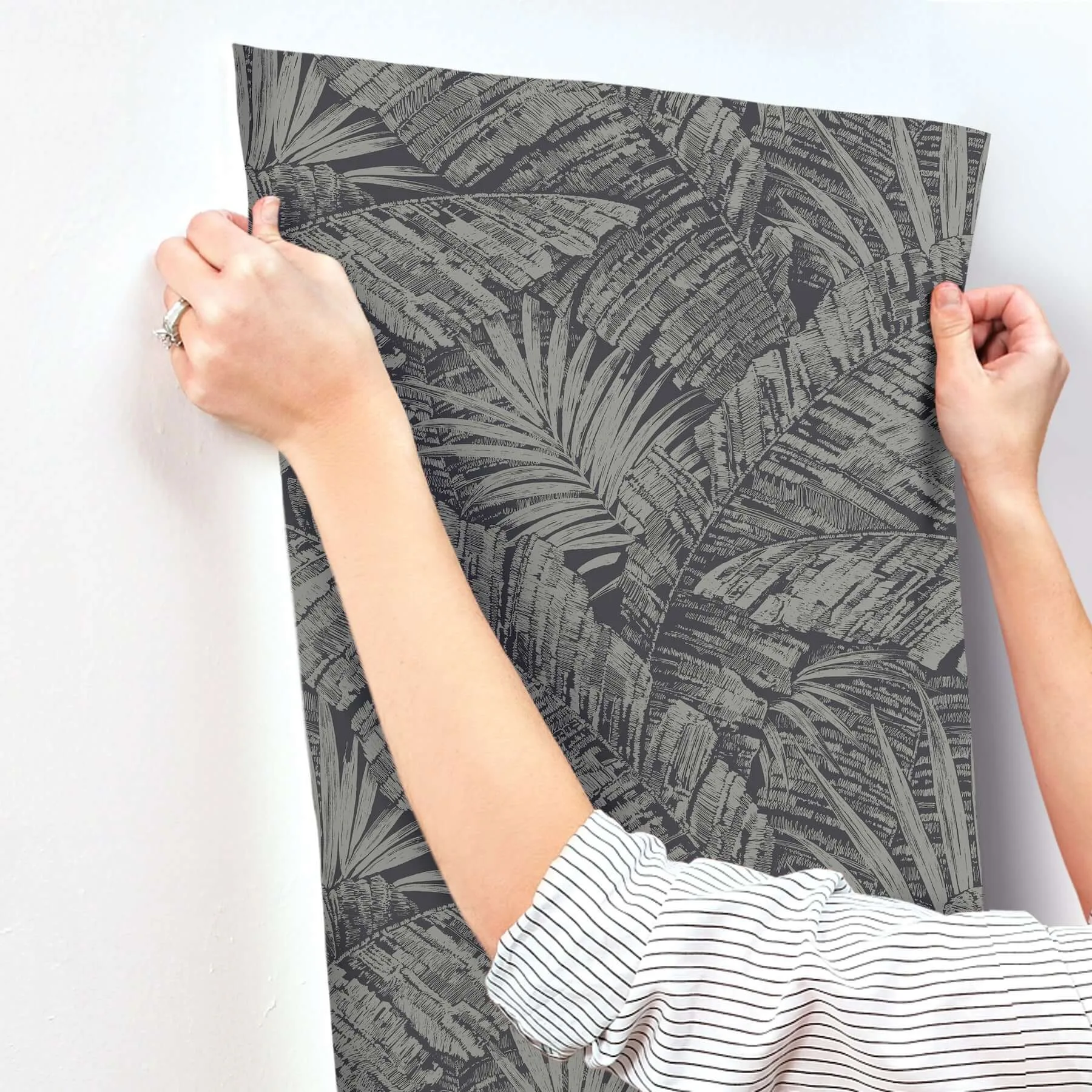 York Wallcoverings Palm Cove Toile - Silver & Black Wallpaper | Buy Online York Wallcoverings Palm Cove Toile wallpaper, color Silver & Black, SKU RT7923