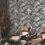 York Wallcoverings Palm Cove Toile - White & Black Wallpaper | Buy Online York Wallcoverings Palm Cove Toile wallpaper, color White & Black, SKU RT7921