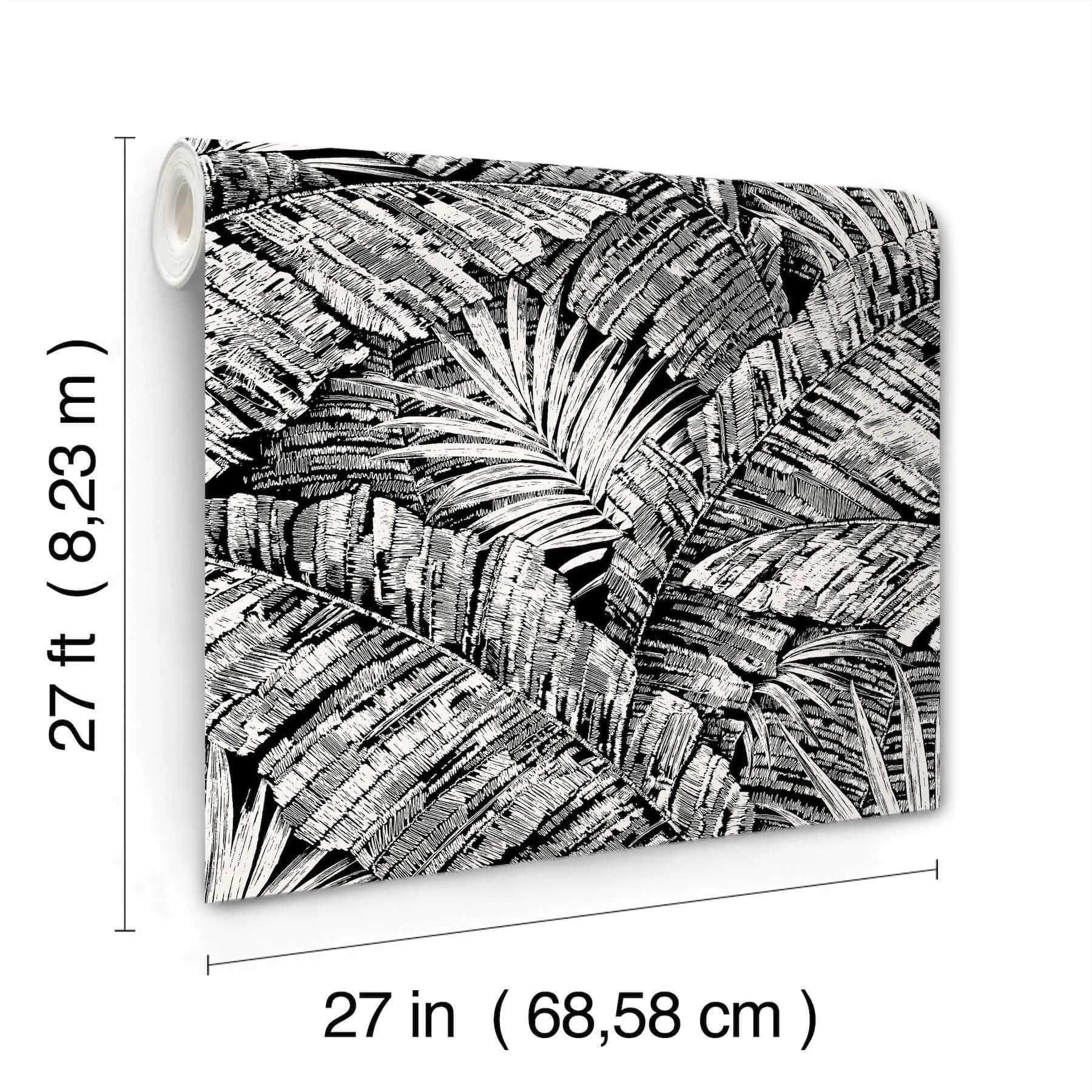York Wallcoverings Palm Cove Toile - White & Black Wallpaper | Buy Online York Wallcoverings Palm Cove Toile wallpaper, color White & Black, SKU RT7921