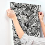 York Wallcoverings Palm Cove Toile - White & Black Wallpaper | Buy Online York Wallcoverings Palm Cove Toile wallpaper, color White & Black, SKU RT7921