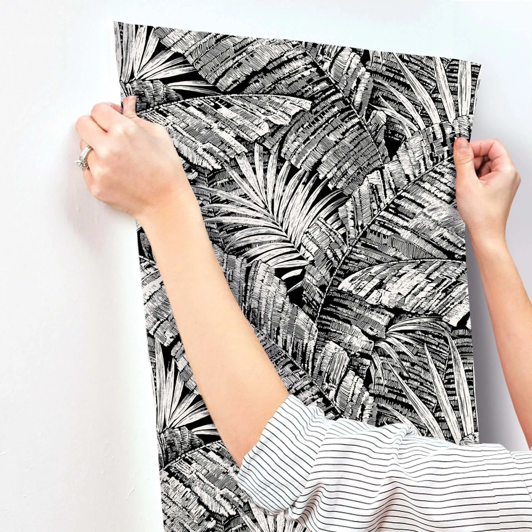 York Wallcoverings Palm Cove Toile - White & Black Wallpaper | Buy Online York Wallcoverings Palm Cove Toile wallpaper, color White & Black, SKU RT7921