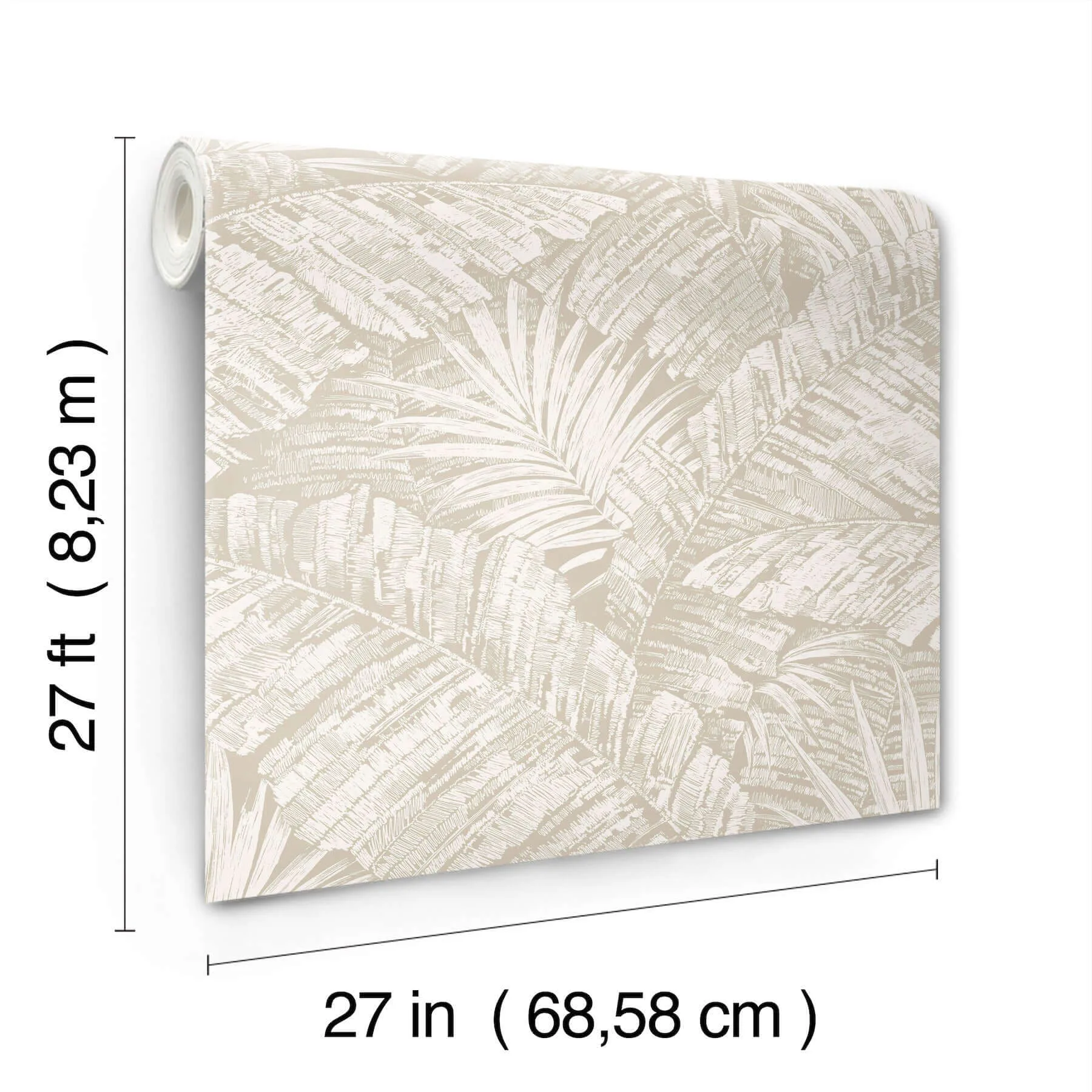 York Wallcoverings Palm Cove Toile wallpaper, color White & Taupe, SKU RT7926