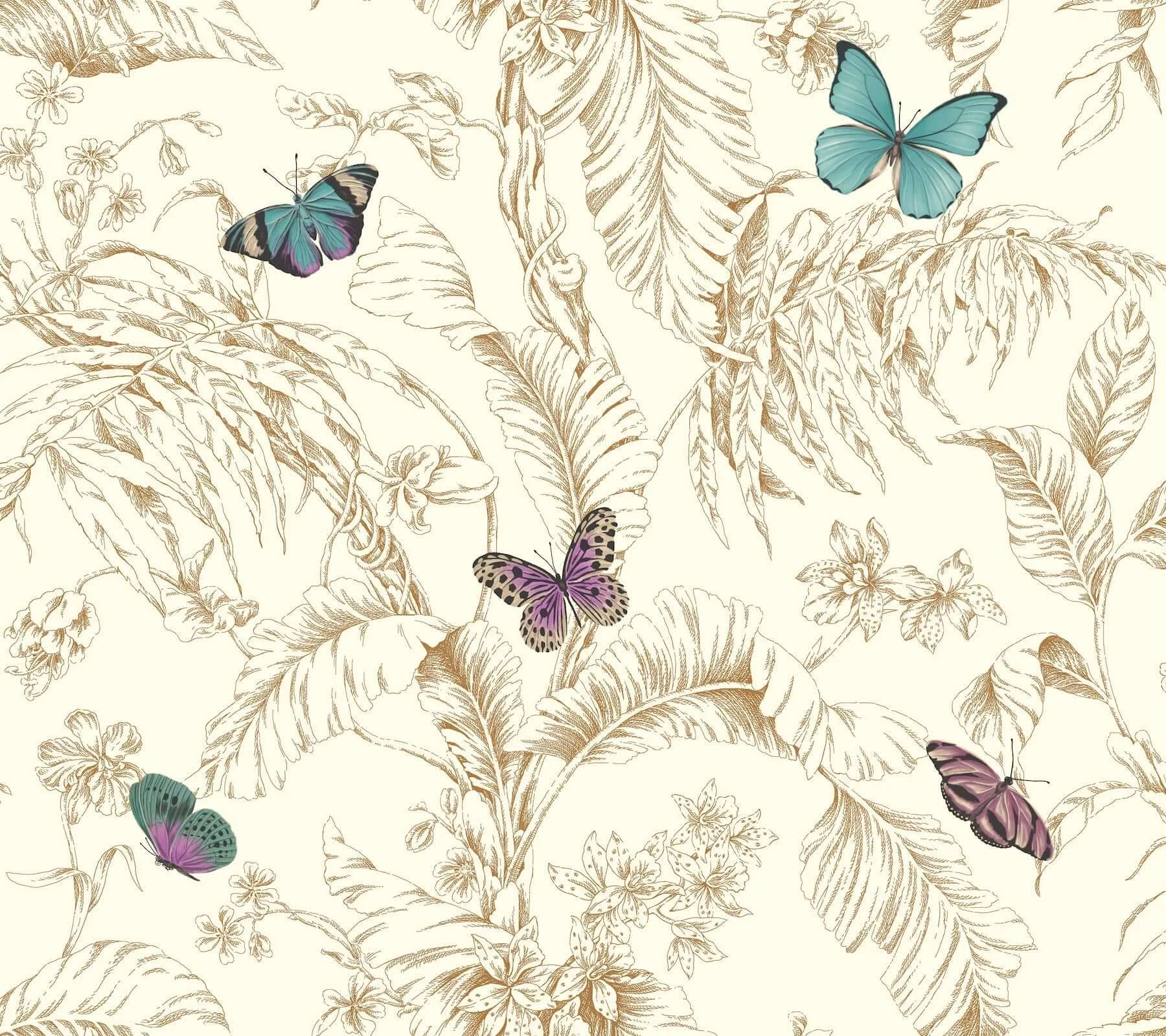 York Wallcoverings Papillon wallpaper, color Gold, SKU AF2028