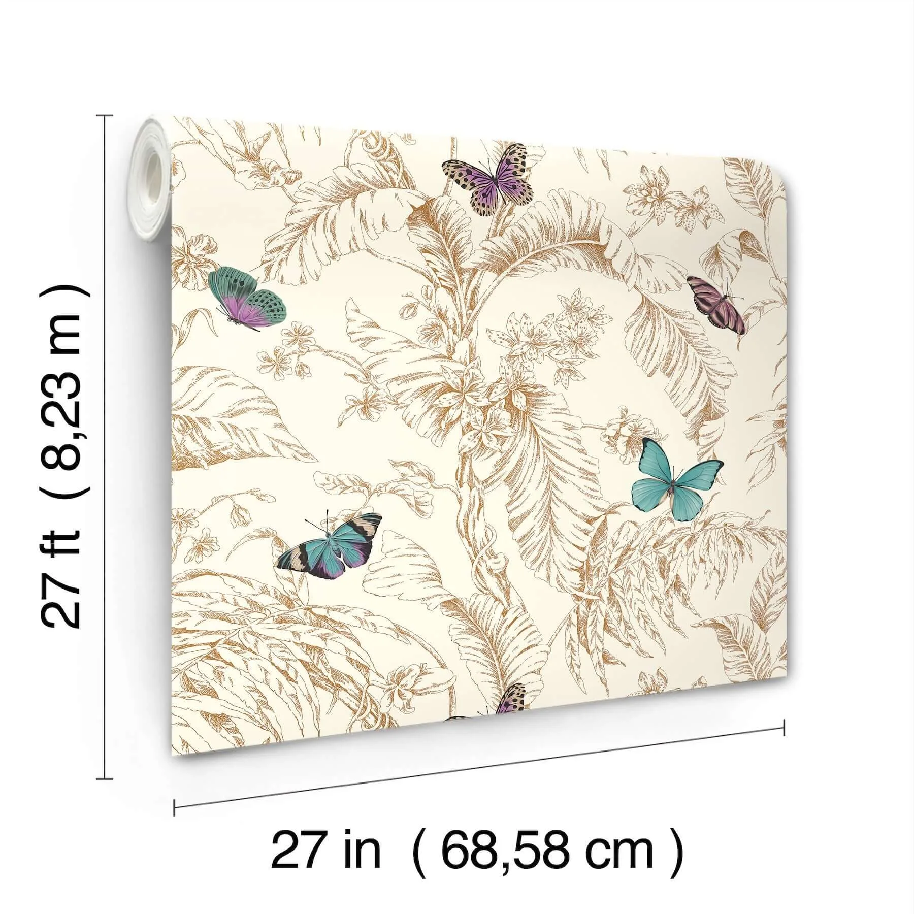 York Wallcoverings Papillon wallpaper, color Gold, SKU AF2028