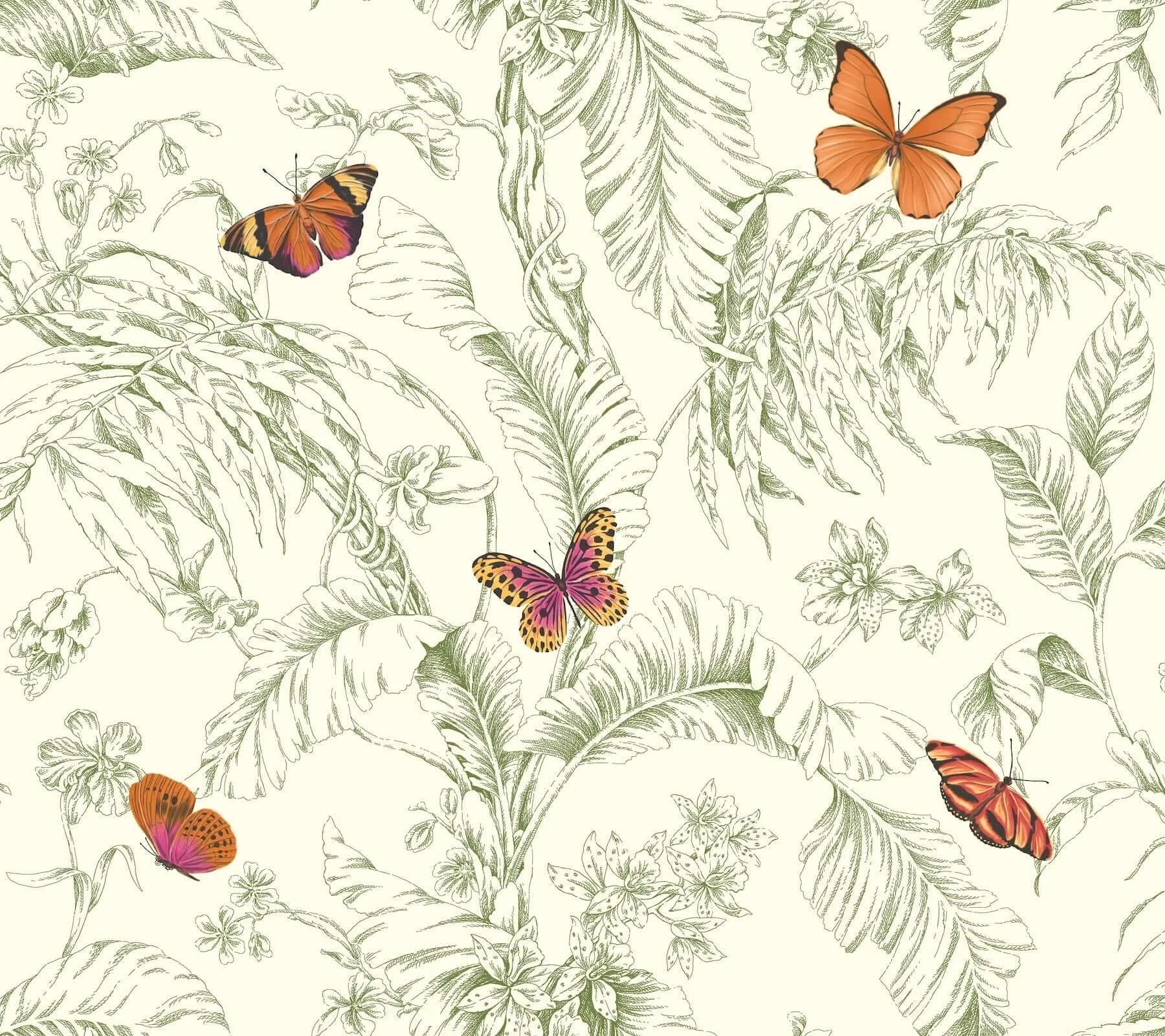 York Wallcoverings Papillon wallpaper, color Green, SKU AF2027
