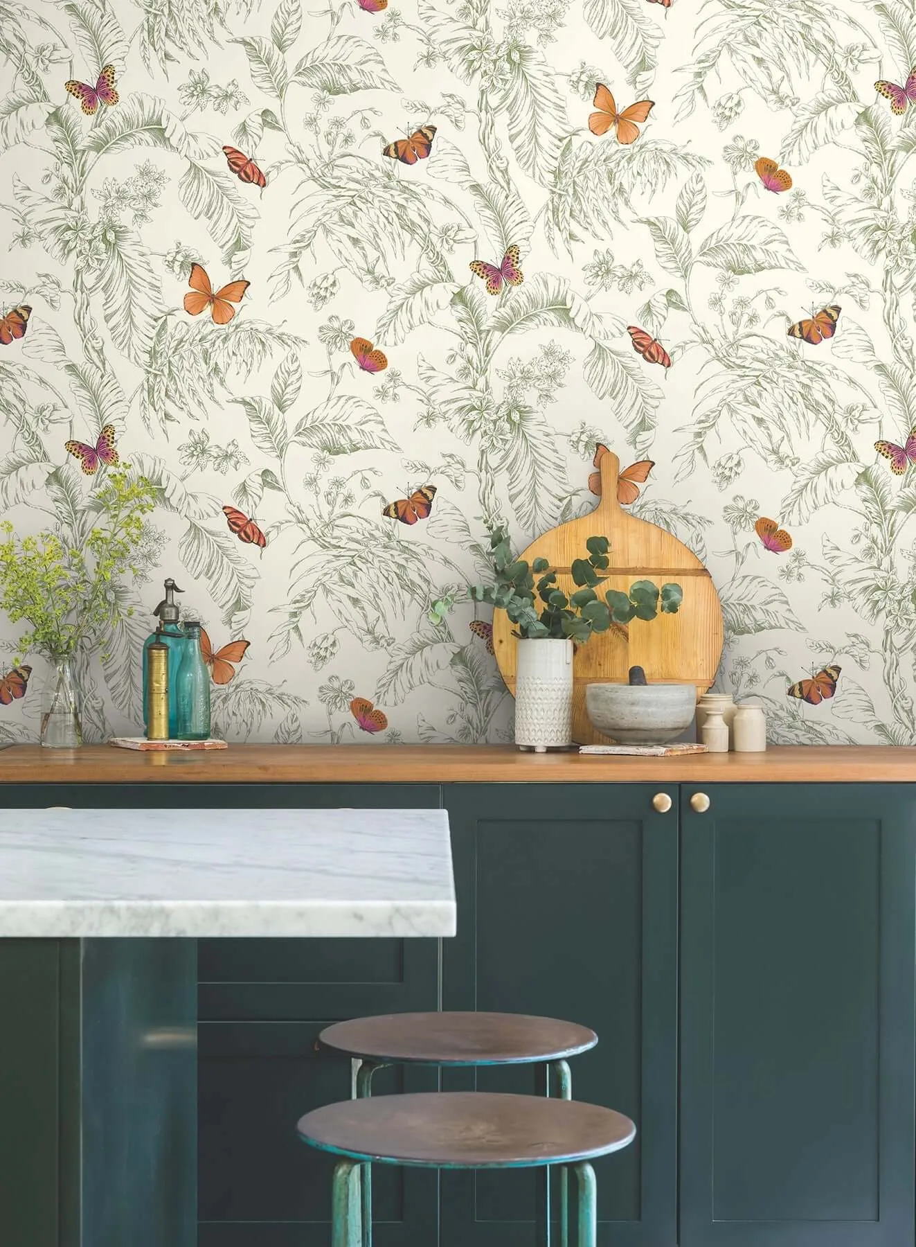 York Wallcoverings Papillon wallpaper, color Green, SKU AF2027