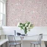York Wallcoverings Passion Flower Toile wallpaper, color Orchid, SKU RT7851