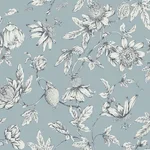York Wallcoverings Passion Flower Toile - Sky Blue Wallpaper | Buy Online York Wallcoverings Passion Flower Toile wallpaper, color Sky Blue, SKU RT7853