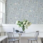 York Wallcoverings Passion Flower Toile - Sky Blue Wallpaper | Buy Online York Wallcoverings Passion Flower Toile wallpaper, color Sky Blue, SKU RT7853