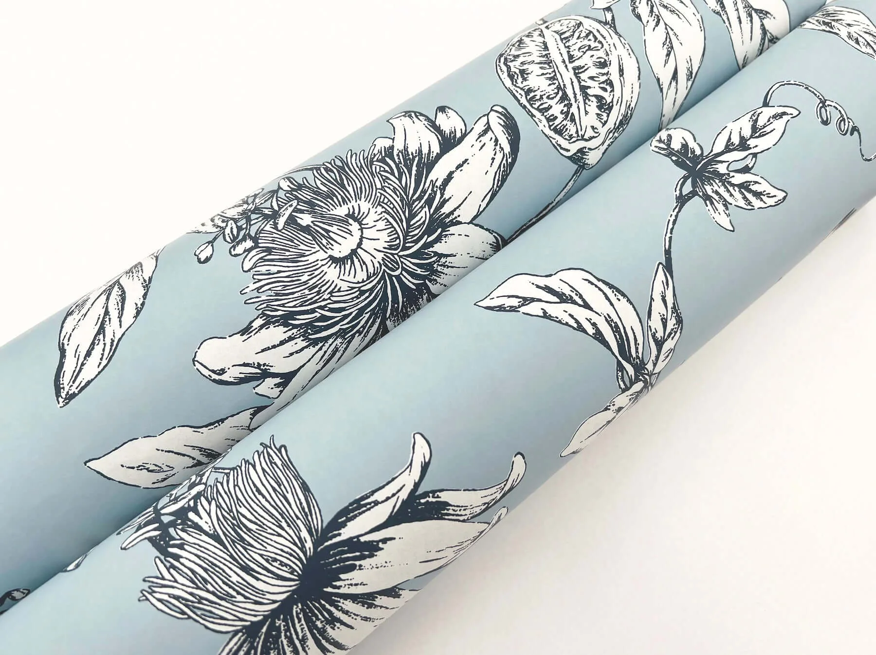 York Wallcoverings Passion Flower Toile - Sky Blue Wallpaper | Buy Online York Wallcoverings Passion Flower Toile wallpaper, color Sky Blue, SKU RT7853