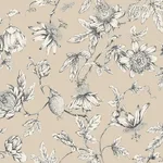 York Wallcoverings Passion Flower Toile wallpaper, color Beige, SKU RT7854