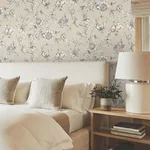 York Wallcoverings Passion Flower Toile wallpaper, color Beige, SKU RT7854