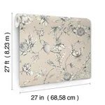 York Wallcoverings Passion Flower Toile wallpaper, color Beige, SKU RT7854