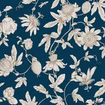 York Wallcoverings Passion Flower Toile - Navy Wallpaper | Buy Online York Wallcoverings Passion Flower Toile wallpaper, color Navy, SKU RT7856