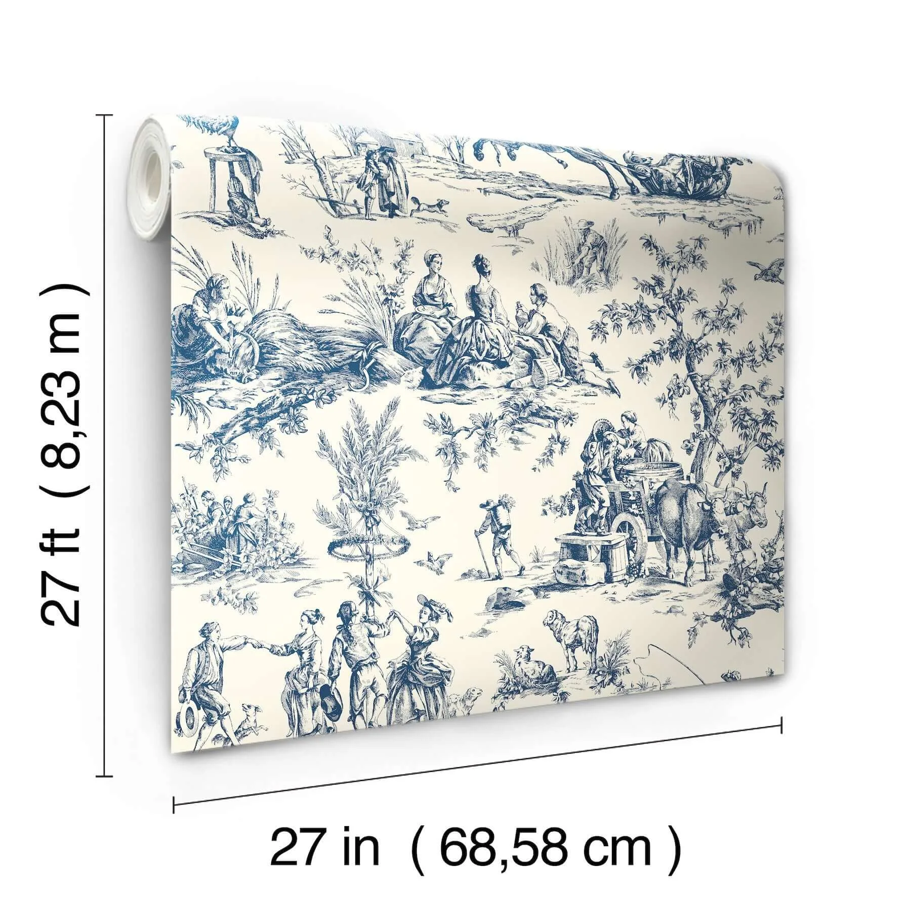 York Wallcoverings Seasons Toile wallpaper, color Navy, SKU AF2000