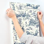 York Wallcoverings Seasons Toile wallpaper, color Navy, SKU AF2000
