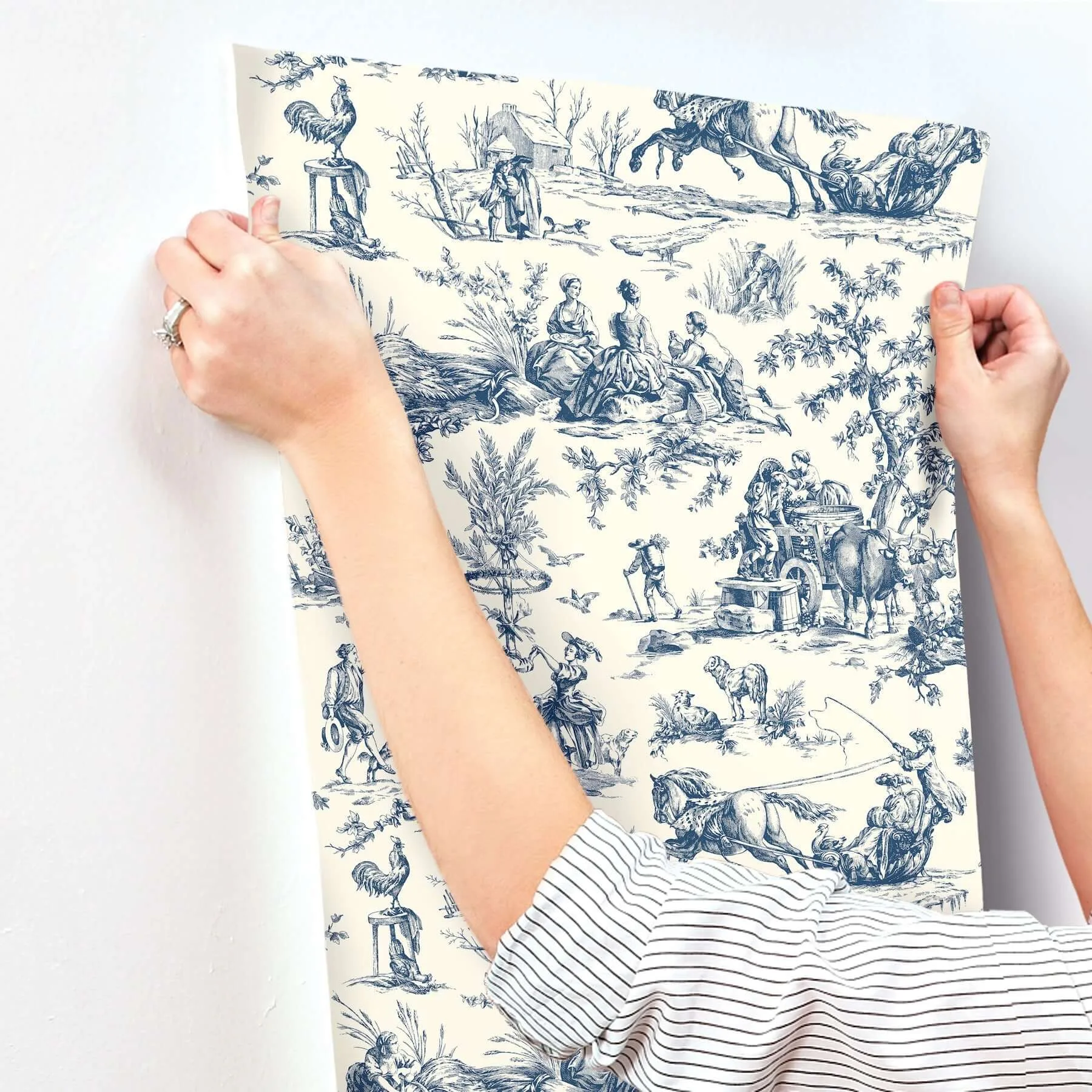 York Wallcoverings Seasons Toile wallpaper, color Navy, SKU AF2000