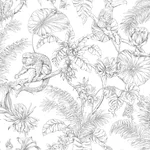 York Wallcoverings Tropical Sketch Toile wallpaper, color Black, SKU RT7841