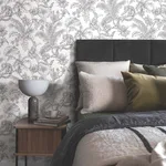 York Wallcoverings Tropical Sketch Toile wallpaper, color Black, SKU RT7841