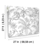 York Wallcoverings Tropical Sketch Toile wallpaper, color Black, SKU RT7841