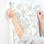 York Wallcoverings Tropical Sketch Toile wallpaper, color Forest, SKU RT7842