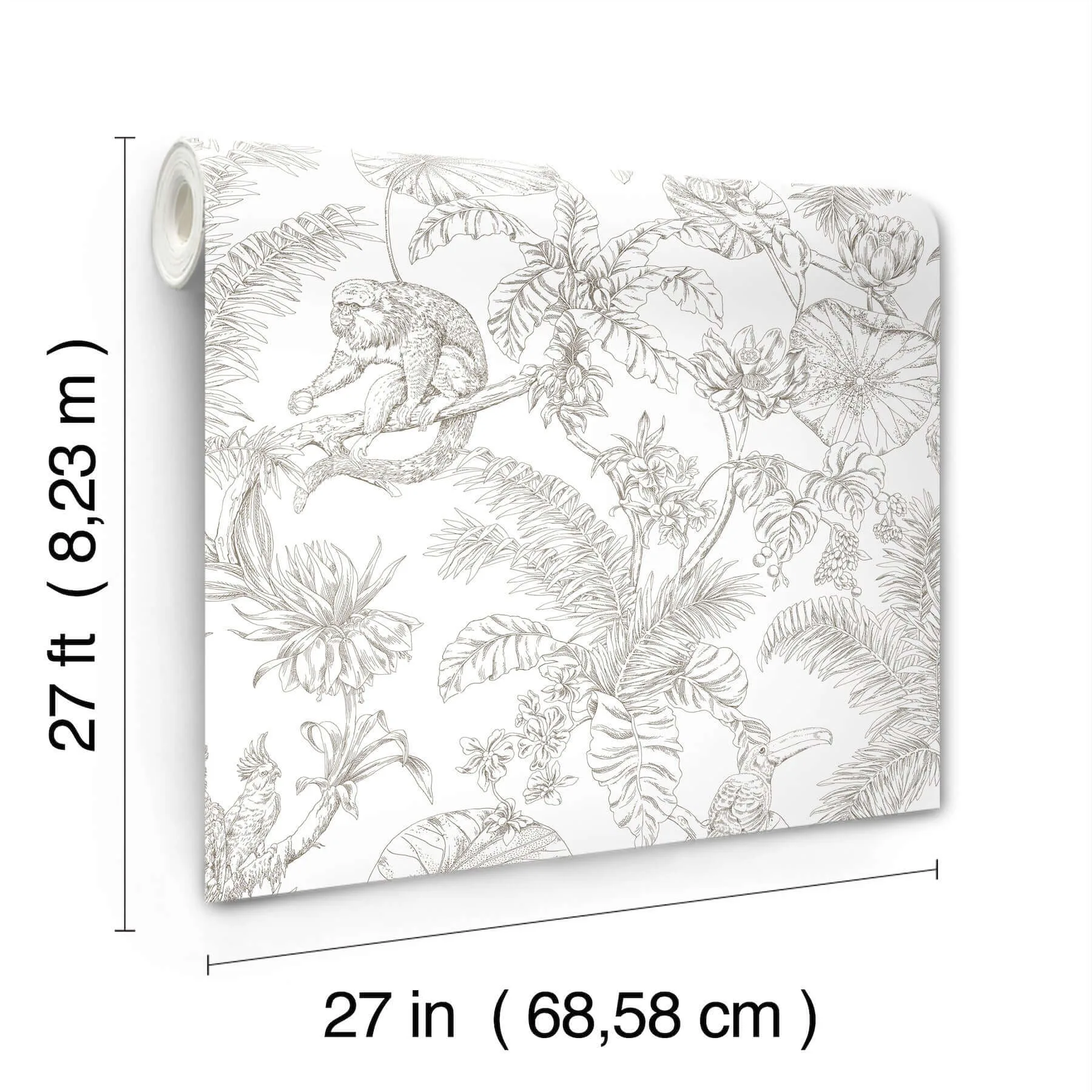 York Wallcoverings Tropical Sketch Toile - Brown Wallpaper | Buy Online York Wallcoverings Tropical Sketch Toile wallpaper, color Brown, SKU RT7843